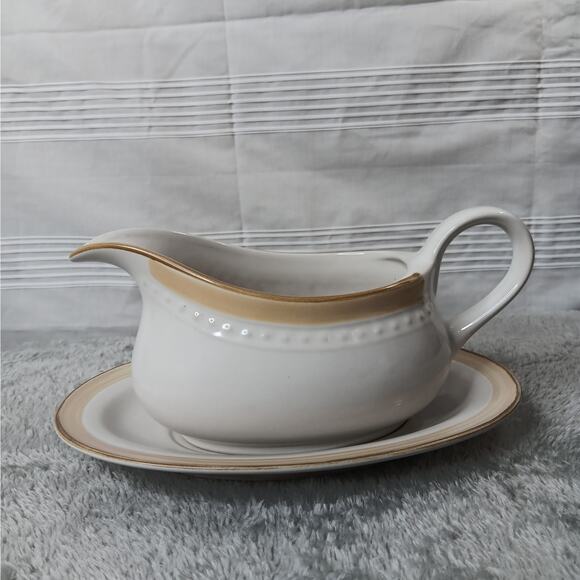 Johann Haviland Crowning Fashion Golden Band Vintage Gravy Boat with Underplate - Picture 2 of 12